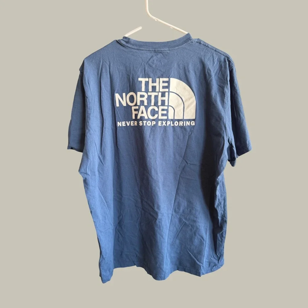 The North Face Mens XL Never Stop Exploring Big Logo T-Shirt Slate Blue